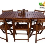 میز و صندلی چوبی تاشو مستطیل 6 نفره